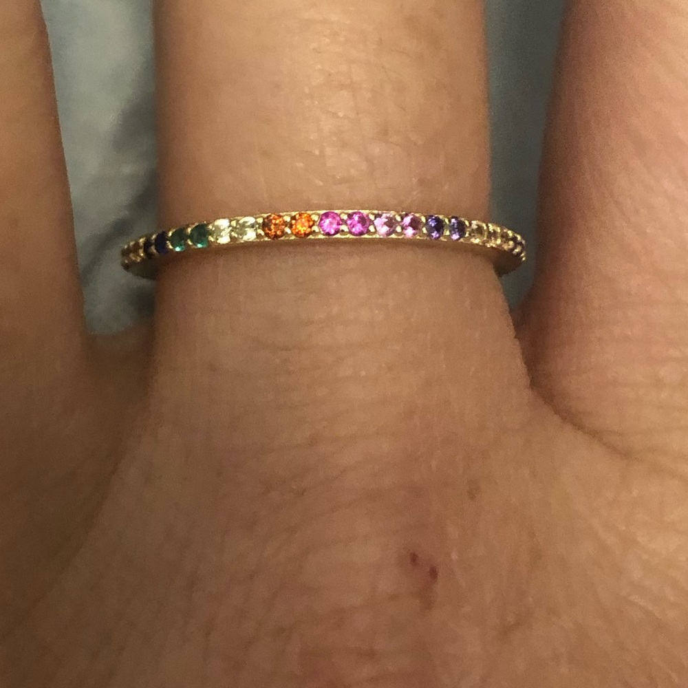 Bauble bar rainbow CZ eternity band stacking ring